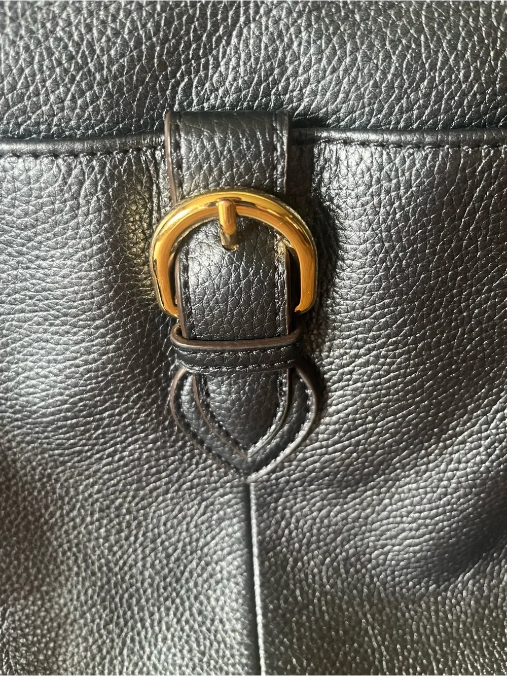 Tignanello Leather Metallic Dark Blue Crossbody with Gold Accents
